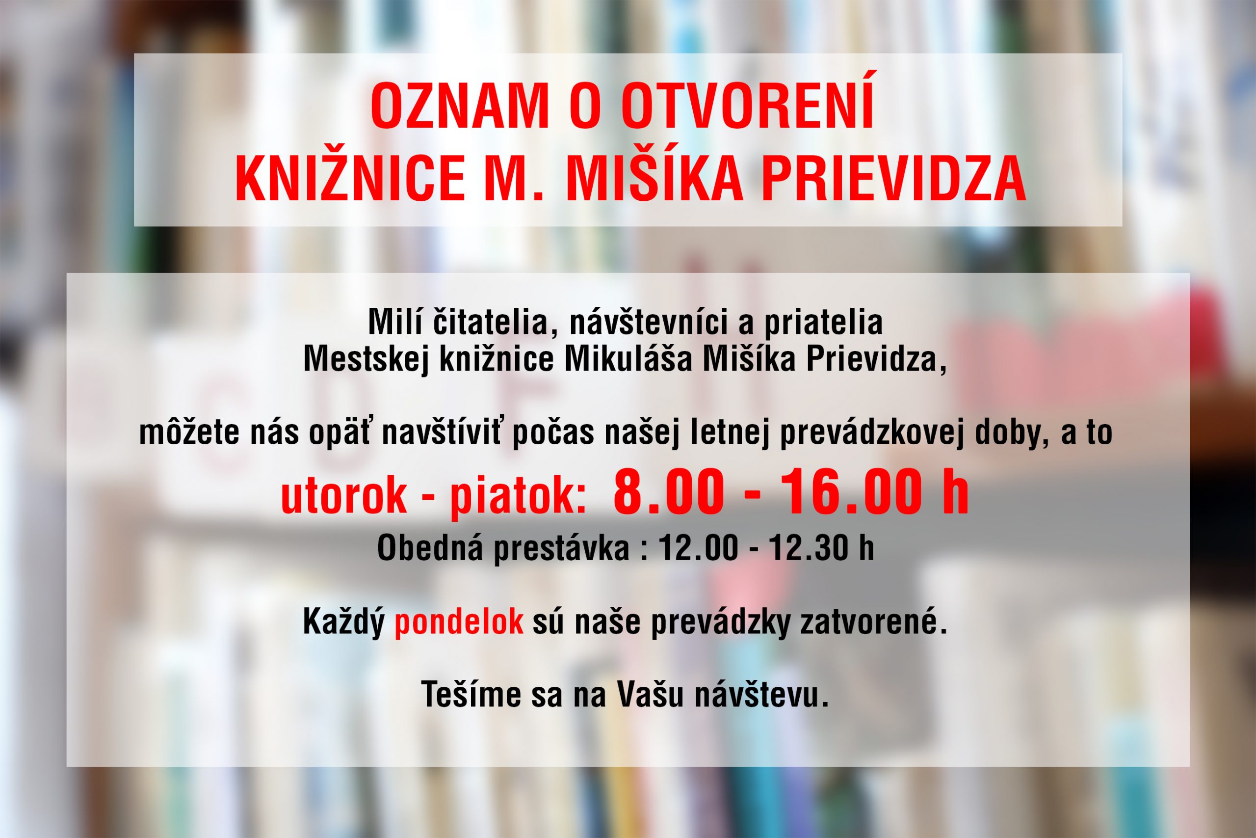 Knižnica – oznam – obnovený